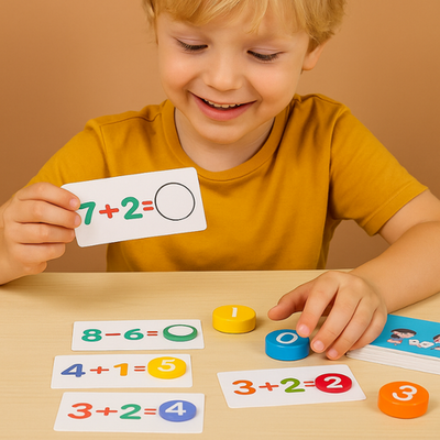 Tarjetas de aprendizaje de matemáticas Montessori - Tarjetas didácticas de cálculo numérico para niños