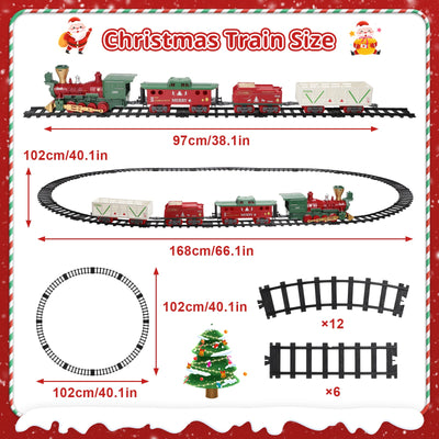 Juego de tren eléctrico de vapor con humo real, luces y sonidos. Clásico juguete de vías de tren para niños. Regalo de tren de Navidad para niños y niñas de 3+ años.