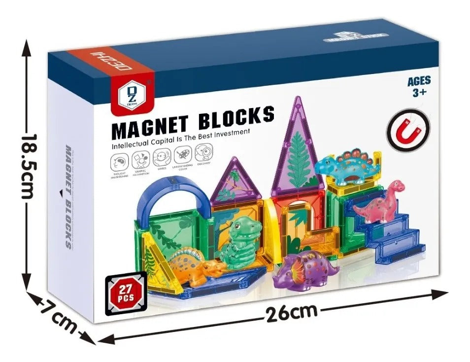 STEM Magnetic Tiles Construction Dinosaur Park Blocks - 14A