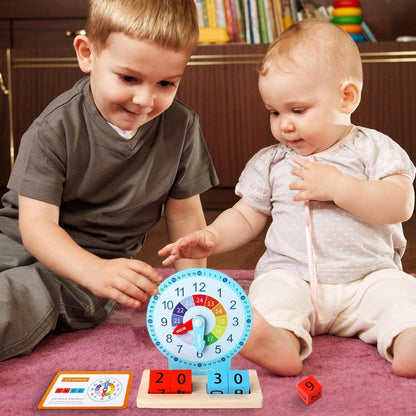 Wooden Clock Telling Time Pretend Play Kit - 746