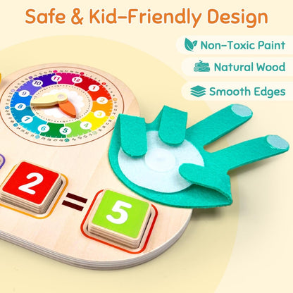 Wooden Clock and Finger Arithmetic Operation Kit - 120