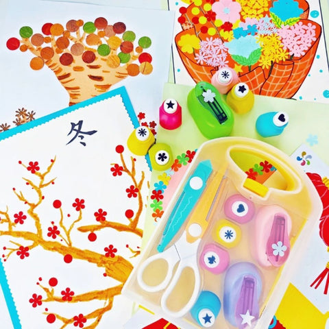 Kit de bricolage pour enfants – Set de création artistique amusant avec perforatrices en papier