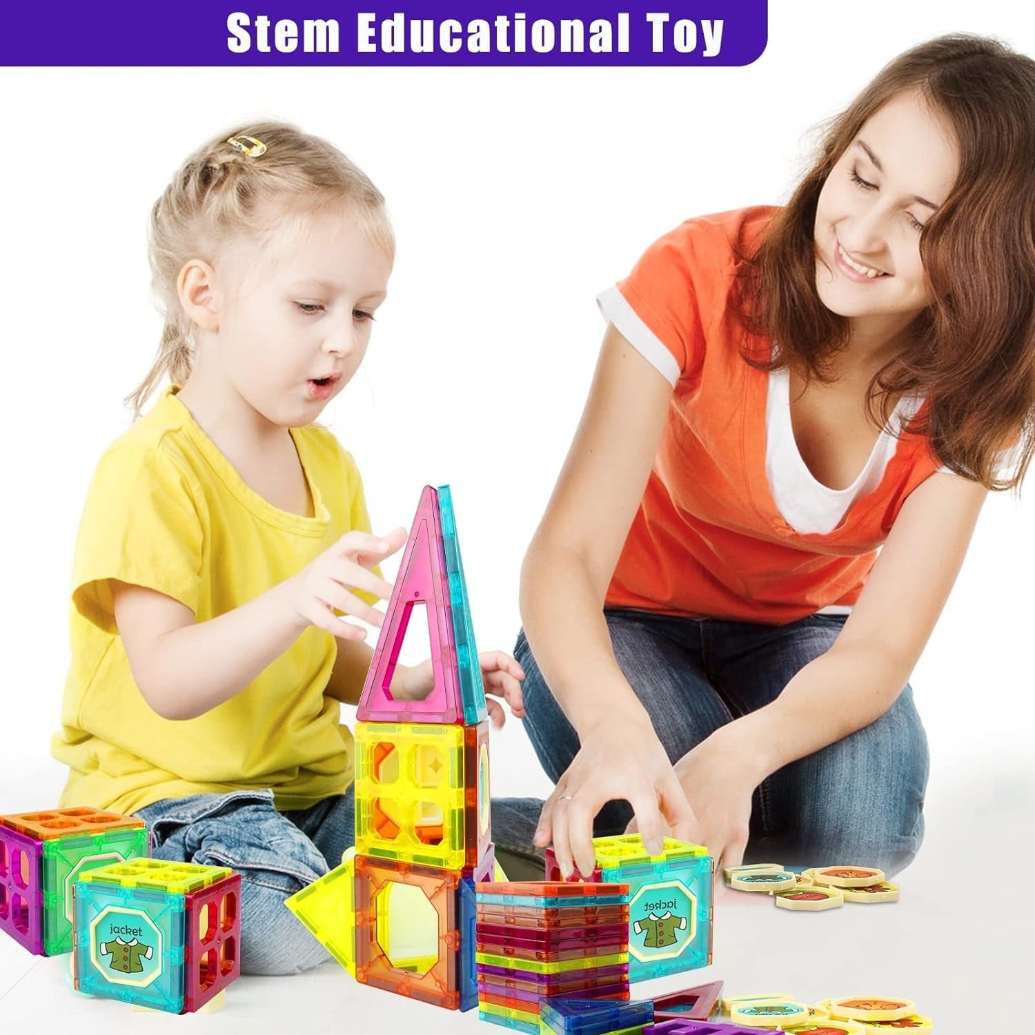 DIY Creative Magnetic tiles Construction Blocks - 32 pieces