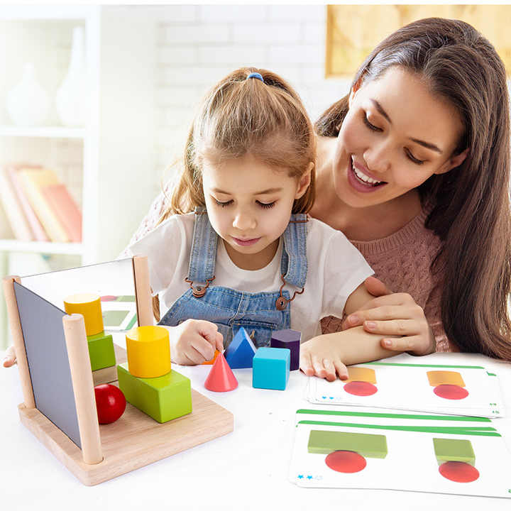 Mirror Wooden 3D Shape Pattern Blocks - 893