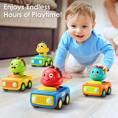 Fidtoy Press and Go Dinosaur Car Toy for Babies and Toddlers