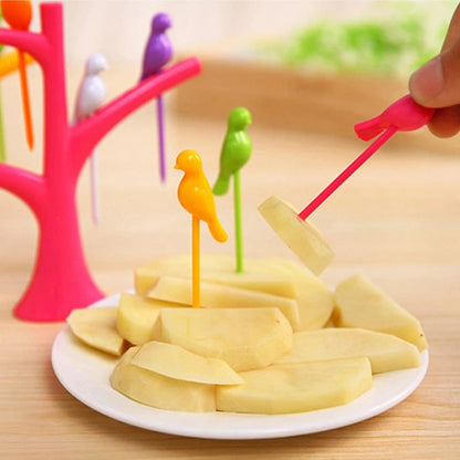 Birdie Fruit Fork with Tree Stand - 6 pieces