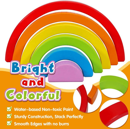 Wooden Small Rainbow Stacking Blocks - 7 Pieces - 941