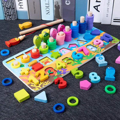 6-in-1 Wooden Montessori Educational Board Game for Kids