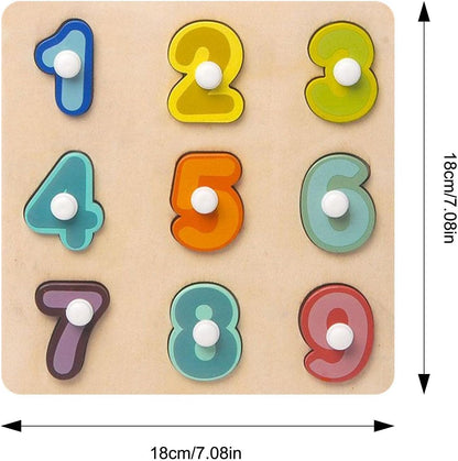 Wooden Number Puzzles, Number/Shape Educational Puzzle Toy Board, Shape Sorting Toys, Preschool Learning Activities for Toddlers Kid Delr