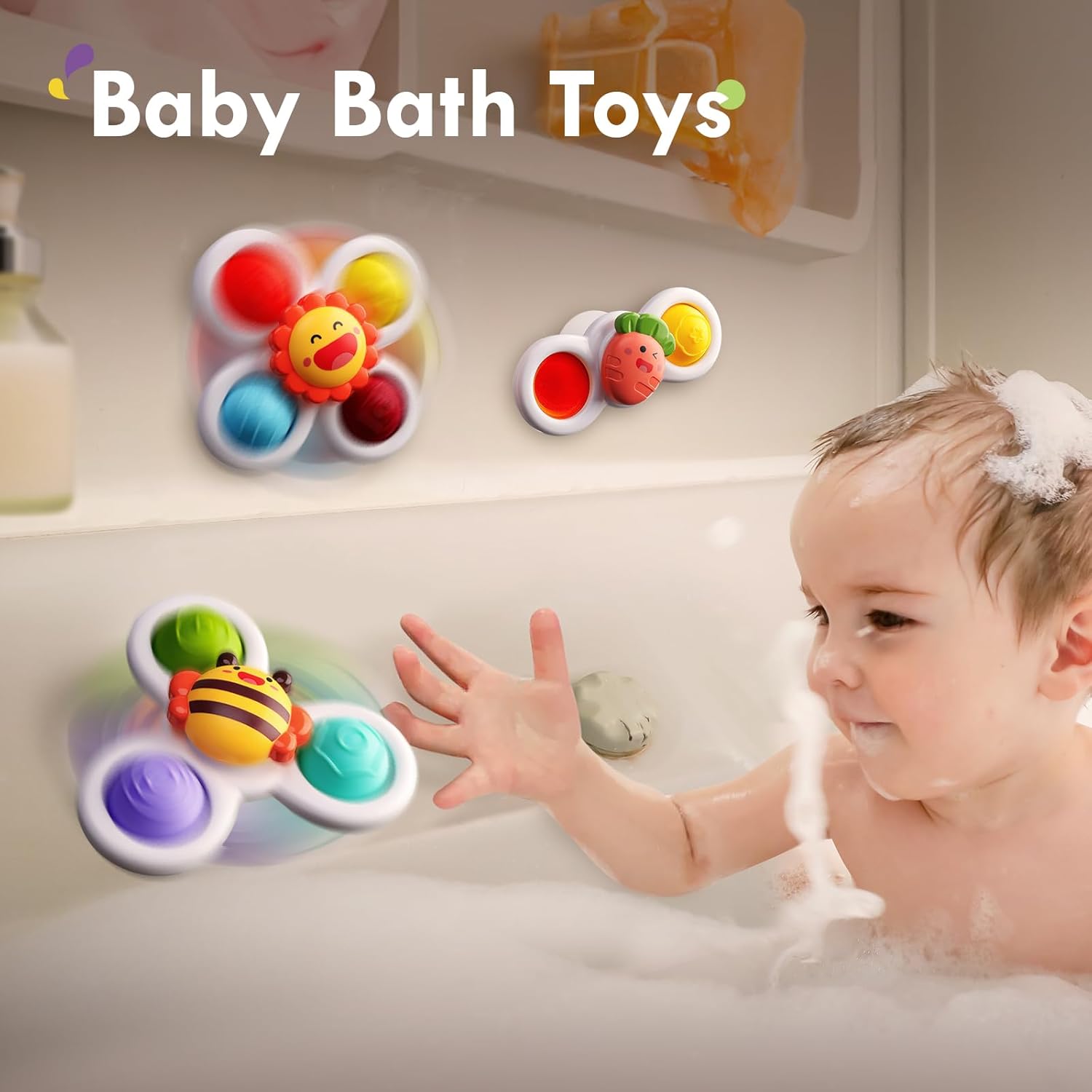Fidtoy Suction Fidget Spinner Toys for Toddlers 3-Piece Set