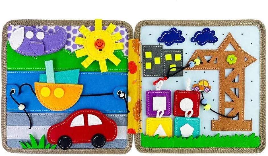 Generisch Felt Book Children from 1 Year, Montessori Toy from 1 Year, Felt Book Baby, Felt Book Montessori from 2 Years, Fabric Book Baby, Felt Book with a Deer, Montessori Book, Busy Board from 1