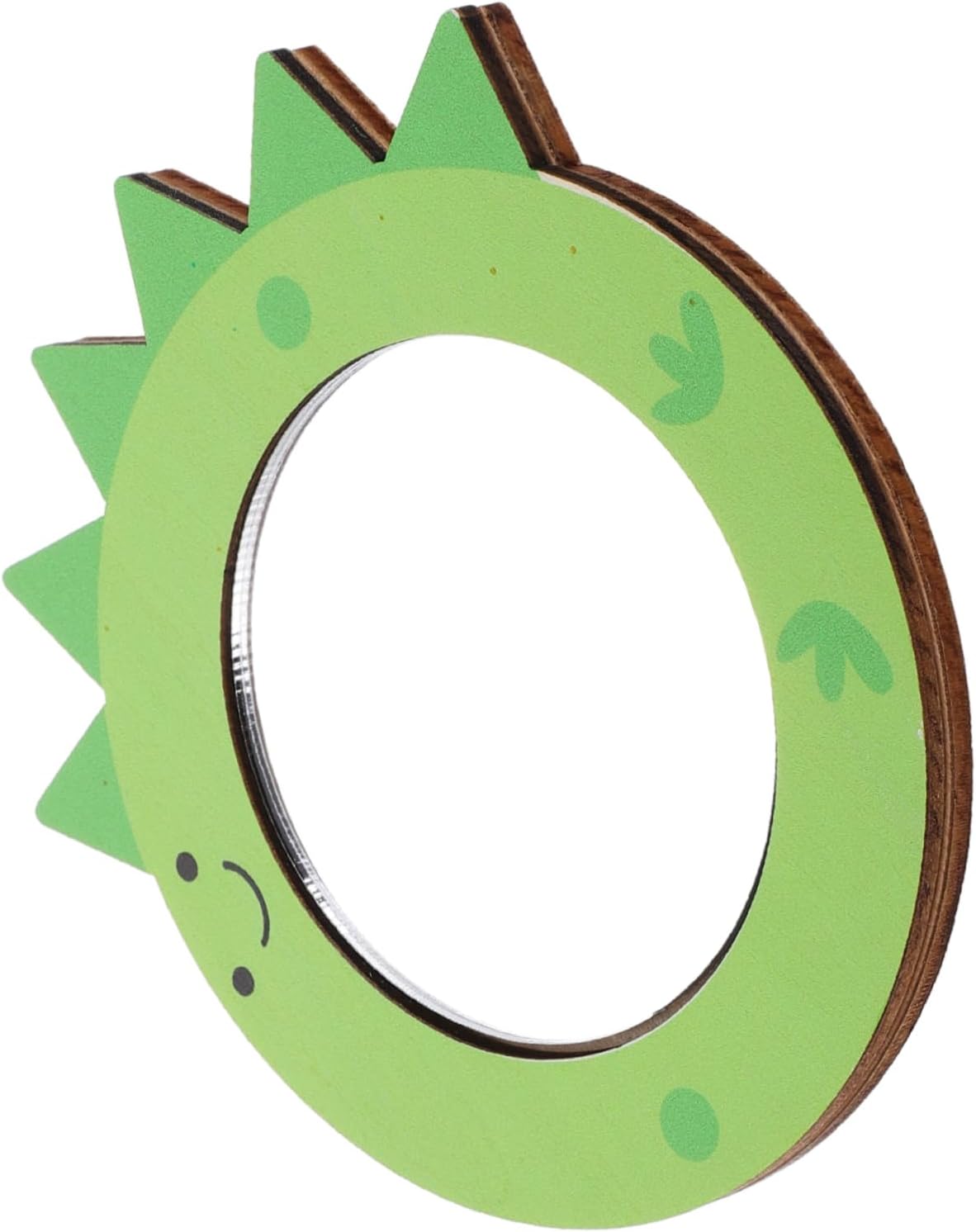 Vaguelly Handheld Mini Mirror for Makeup Baby Bath Learning Toys Safe Wooden Dinosaur Mirror for Girls