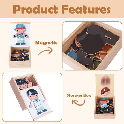 Fidtoy Puzle Magnético de Madera para Vestir y Juegos de Rol para Niños