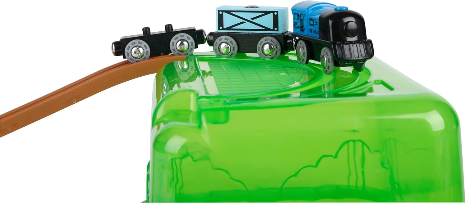 Fidtoy – Circuit de Train en Bois – Kit de Construction en Seau 50 Pièces