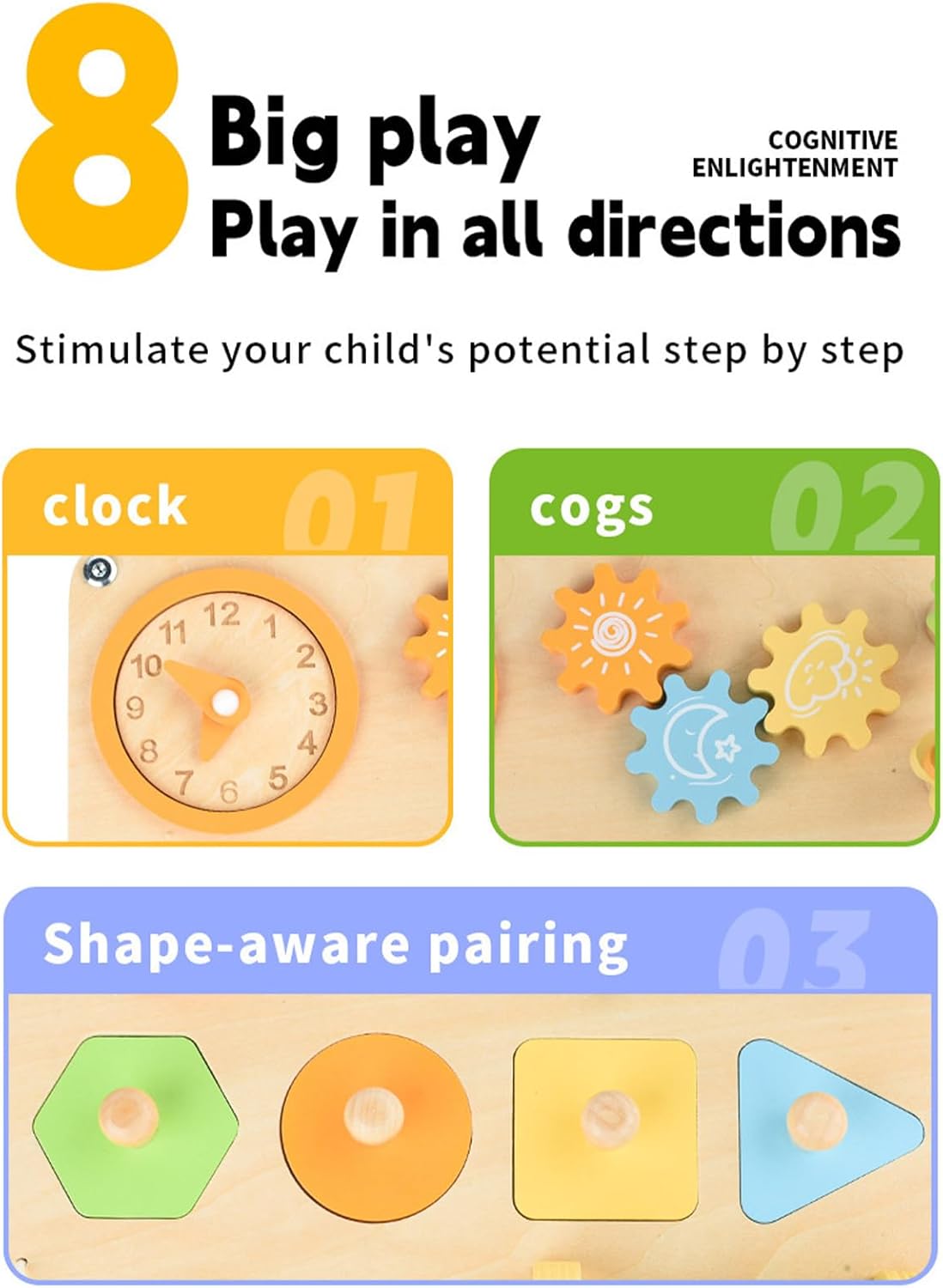 Activity Chart - Wooden Activity Chart | Portable Learning Table | Reusable Educational Wooden Toys with Shape Sorter and Bead Maze for Kids Boys Girl