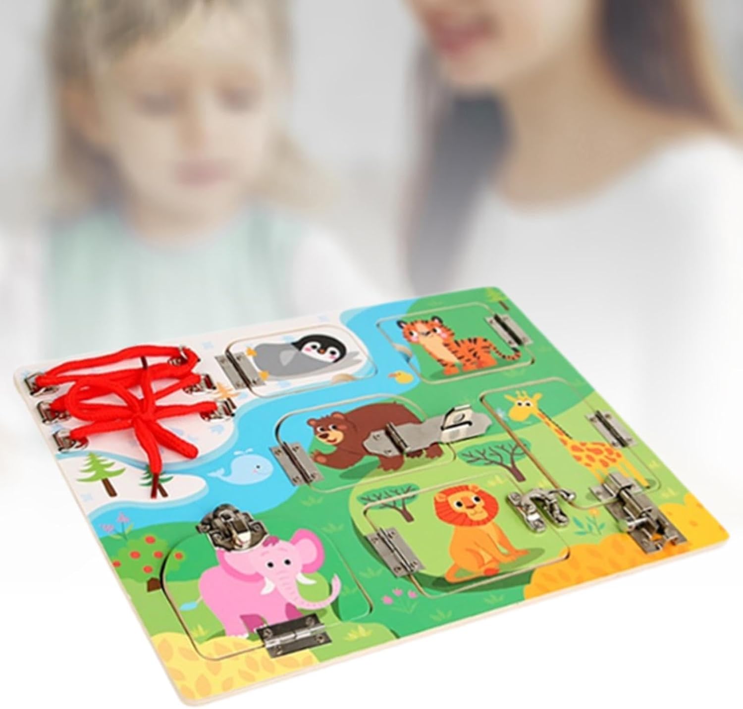 Wooden Latch Board for Skill Development and Learning Activities for Kids, Animal