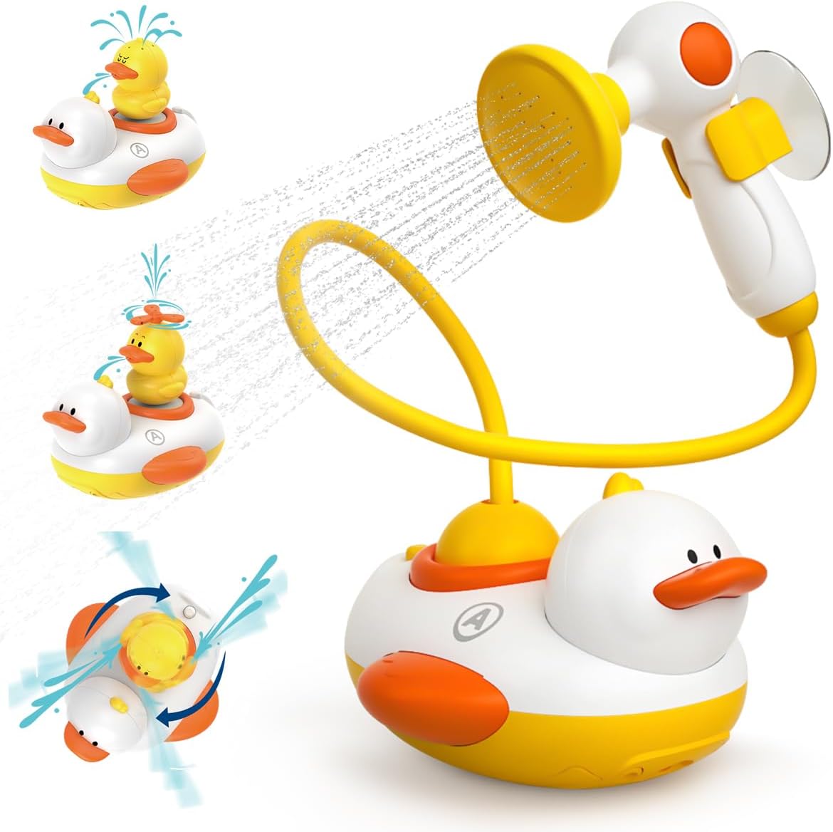Fidtoy Duck Bath Toy Set with Spray Ducks and Shower Heads
