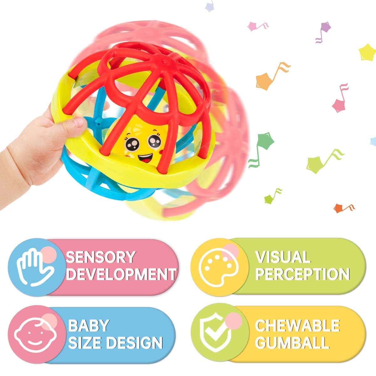 Fidtoy Baby Rattle Ball and Maraca Set Food Grade ABS Sensory Toy
