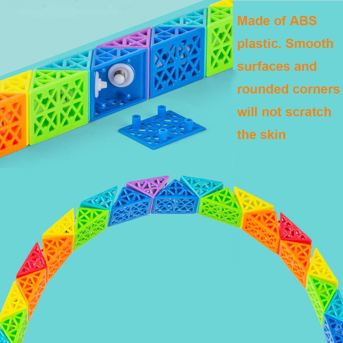 Sensory Fidget Snake Cube Twist Puzzles - Large Size Magic Snake Toy - Party Favors for Kids & Adults Rainbow & Hollow Out - 60 Wedges