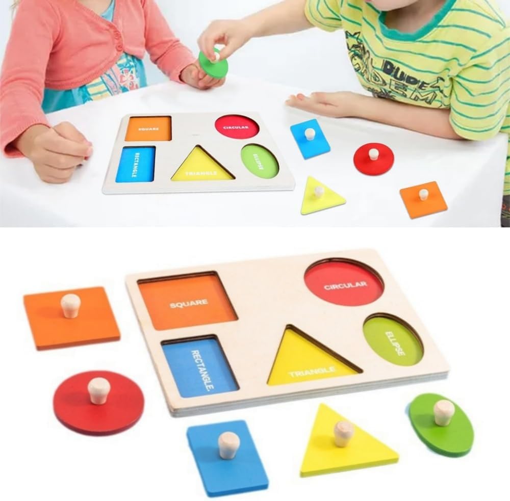 Geometric Wooden Puzzle, Educational Puzzle, Molding Puzzle, For Ages 6 and Up, Color Recognition, Shape Recognition, Early Education, Promoting Parent-child Interaction, Children, Toy, Birthday Gift