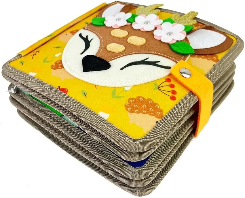 Generisch Felt Book Children from 1 Year, Montessori Toy from 1 Year, Felt Book Baby, Felt Book Montessori from 2 Years, Fabric Book Baby, Felt Book with a Deer, Montessori Book, Busy Board from 1