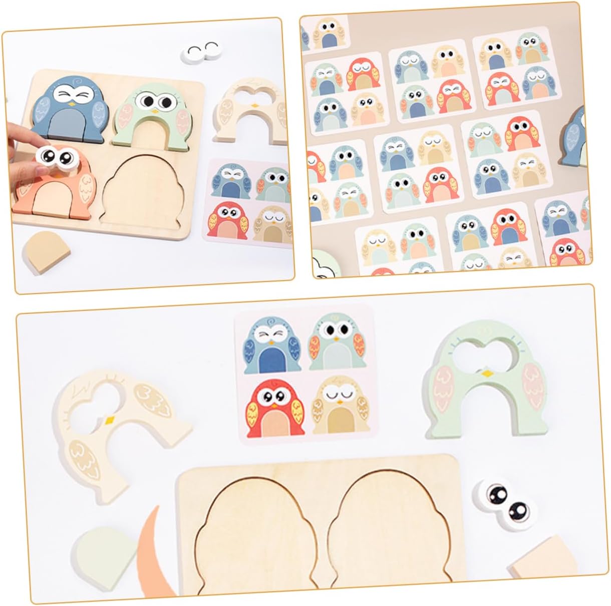 SUPVOX Giocattolo di Legno Abbinato per Ragazzo Ragazza con Blocchi di Espressione di Animali per Educazione Precoce e Apprendimento Cognitivo di Giochi di Abbinamento Puzzle di Legno