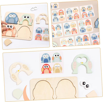 Fidtoy Rompecabezas de Expresiones de Animales Montessori, Juguete de Madera para Niños, Aprendizaje Emocional, Asociación de Caras, Habilidades Motoras Finas, Regalo Educativo