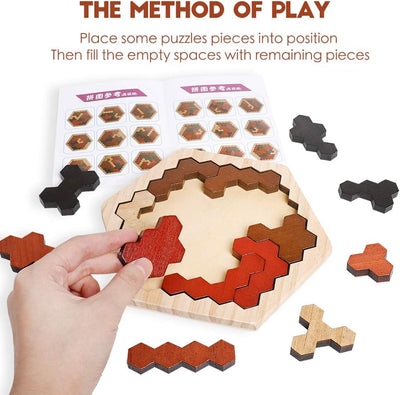 Fidtoy Tangram en Bois Coloré – Puzzle Montessori en Bois pour Bébés et Enfants d'âge Préscolaire
