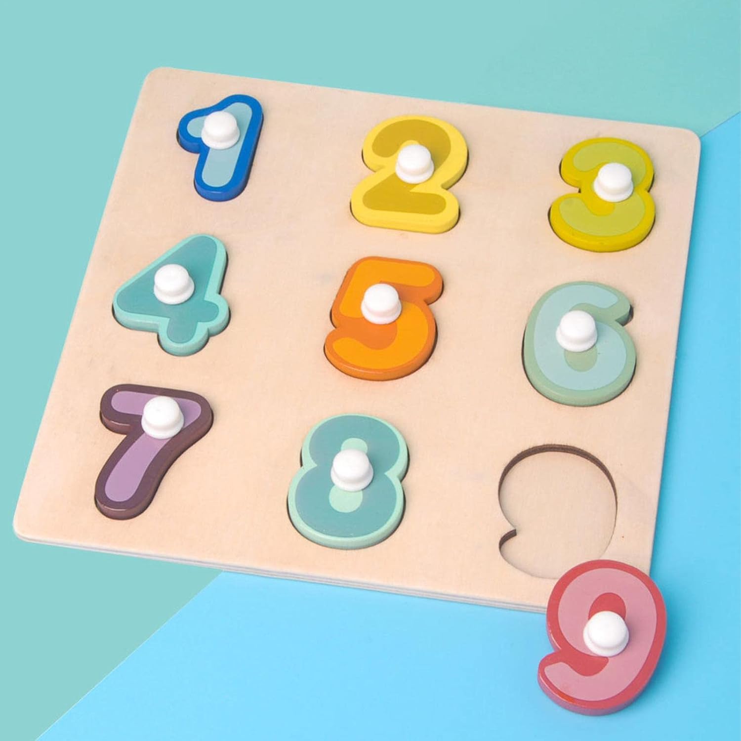 Wooden Number Puzzles, Number/Shape Educational Puzzle Toy Board, Shape Sorting Toys, Preschool Learning Activities for Toddlers Kid Delr