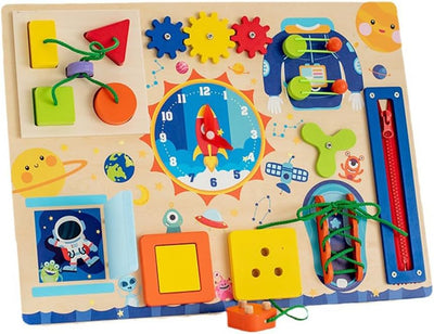 Fidtoy Montessori Busy Board Book pour tout-petits, tableau d'activités sensorielles avec fermetures éclair, boucles, boutons, jouet d'apprentissage, motricité fine, jouet de voyage calme, cadeau
