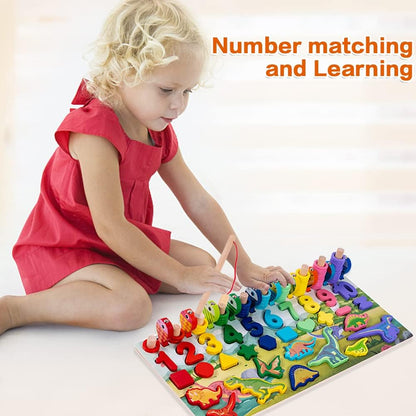 Rompecabezas de madera para niños pequeños, Montessori Juguetes con forma de rompecabezas, clasificación, juego de pesca, juguete educativo, regalo para niños y niñas