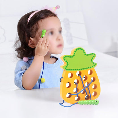 LJCM Eating Fruit, Wooden Lacing Threading Toy Promotes Exercise for 1-2 Years Old Kids (#1)