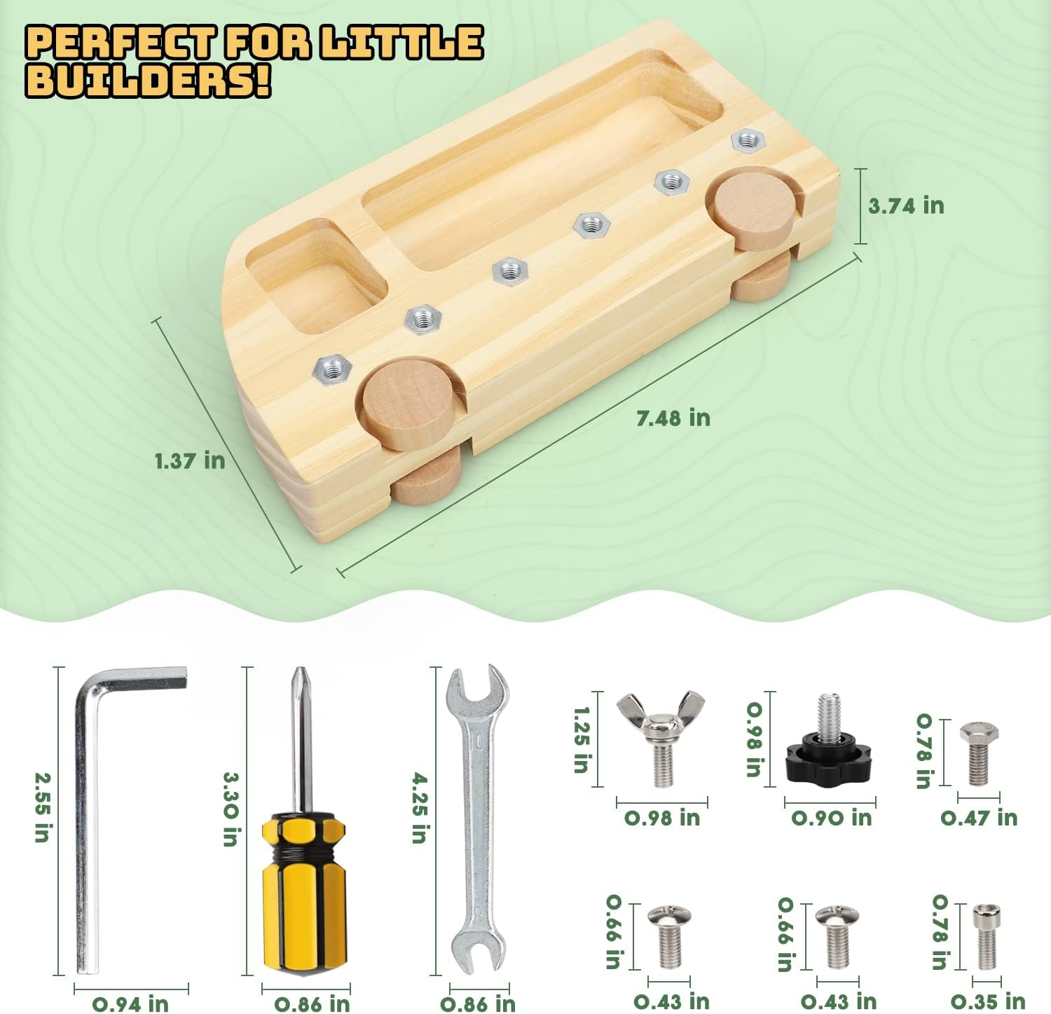 TOY Life Wooden Montessori Screwdriver Board Set for 3 4 5 Toddler & Kid, Preschool Learning Sensory Busy Bus Toys