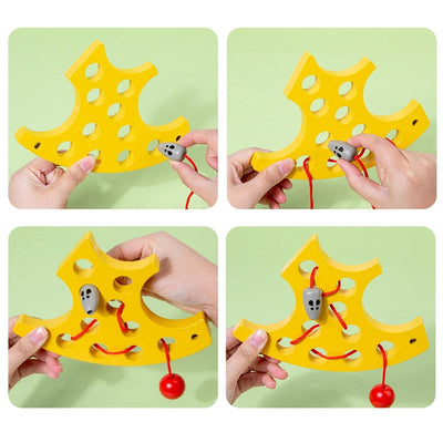Jouet Montessori en forme de fromage à lacer pour garçons et enfants à la maternelle et en avion