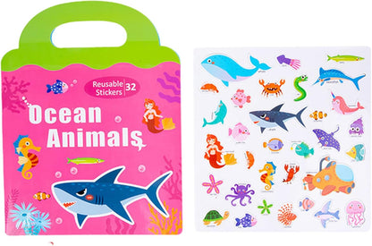 Toseky Reusable Sticker Book, Stickers Activity Books, Magnetic Stickers, Reusable Travel Early Educational Learning/Girls Age 4-6