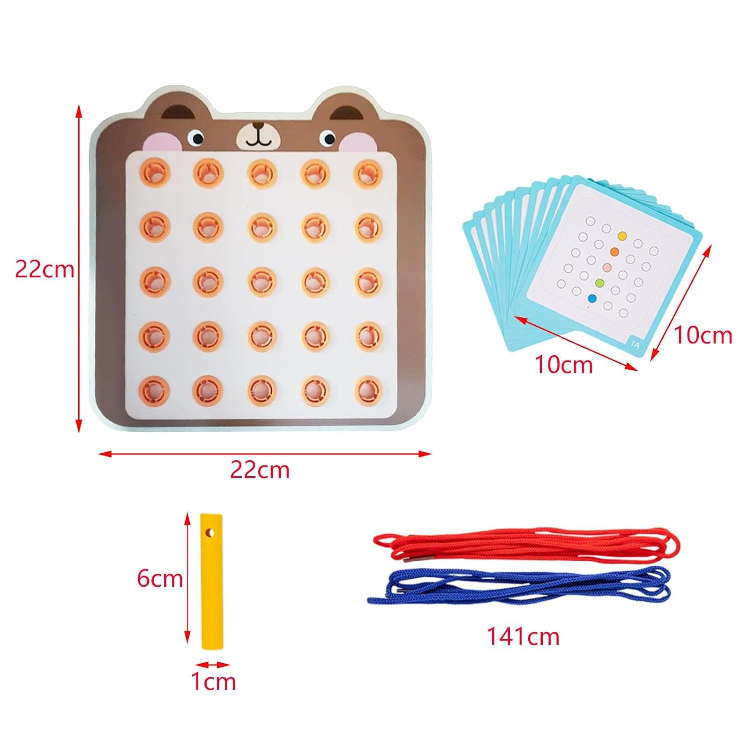 UJEAVETTE Lacing Threading Toy with Cards Travel Toy for Car Age 3 4 5 6 Airplane Bear