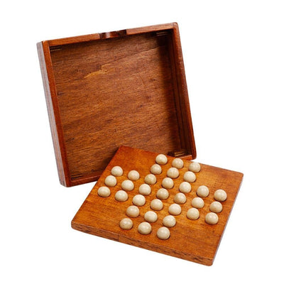 Fidtoy Wooden Bead Solitaire Chess Game – Brain Teaser and Puzzle Game for Kids