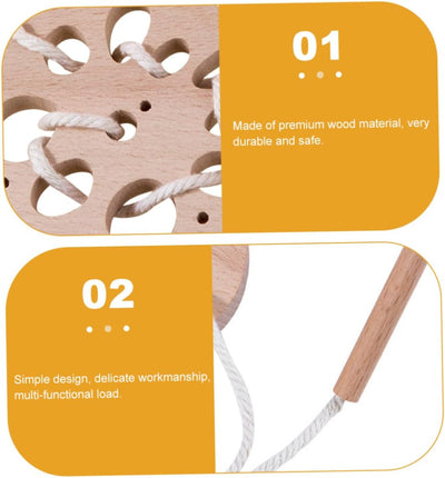 Juguetes de madera de loto con cuerda para que los niños aprendan la coordinación mano-ojo, juego de ensartar para niños