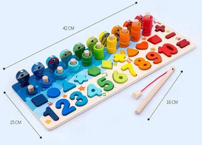 Montessori Lernspiele, Magnetisches Angelspiel, aus Holz, zum Lernen von Farben und Mathematik