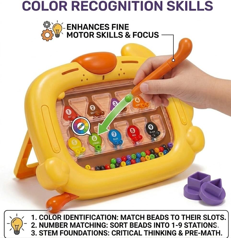 Ardoise à Dessin Chiot et Labyrinthe Magnétique de Nombres Colorés - 813