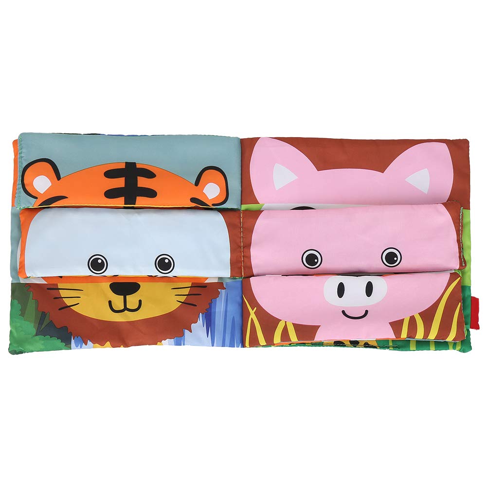 Fidtoy Montessori Soft Cloth Picture Book for Babies – Animal Sensory Fabric Book, Crinkle Early Learning Toy, Tactile Baby Book for Visual Recognition