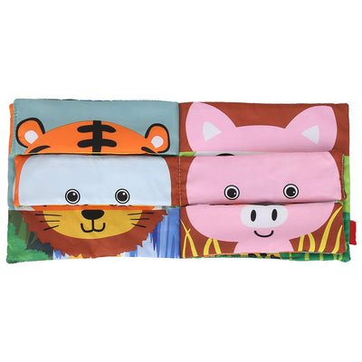 Fidtoy Montessori Soft Cloth Picture Book for Babies – Animal Sensory Fabric Book, Crinkle Early Learning Toy, Tactile Baby Book for Visual Recognition