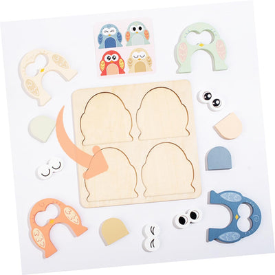 Fidtoy Rompecabezas de Expresiones de Animales Montessori, Juguete de Madera para Niños, Aprendizaje Emocional, Asociación de Caras, Habilidades Motoras Finas, Regalo Educativo
