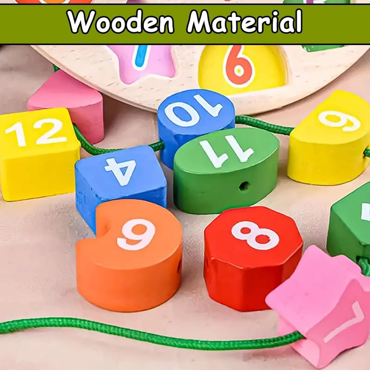 Fidtoy Montessori Wooden Learning Clock for Kids – Time Teaching Shape Sorting Educational Toy Age 3+