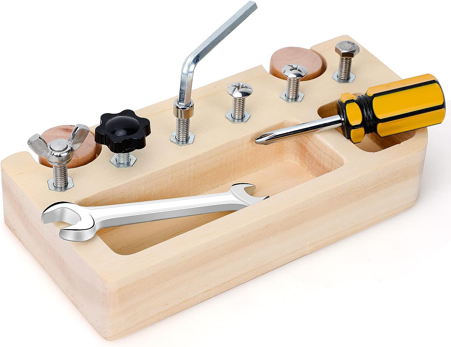 TOY Life Wooden Montessori Screwdriver Board Set for 3 4 5 Toddler & Kid, Preschool Learning Sensory Busy Bus Toys