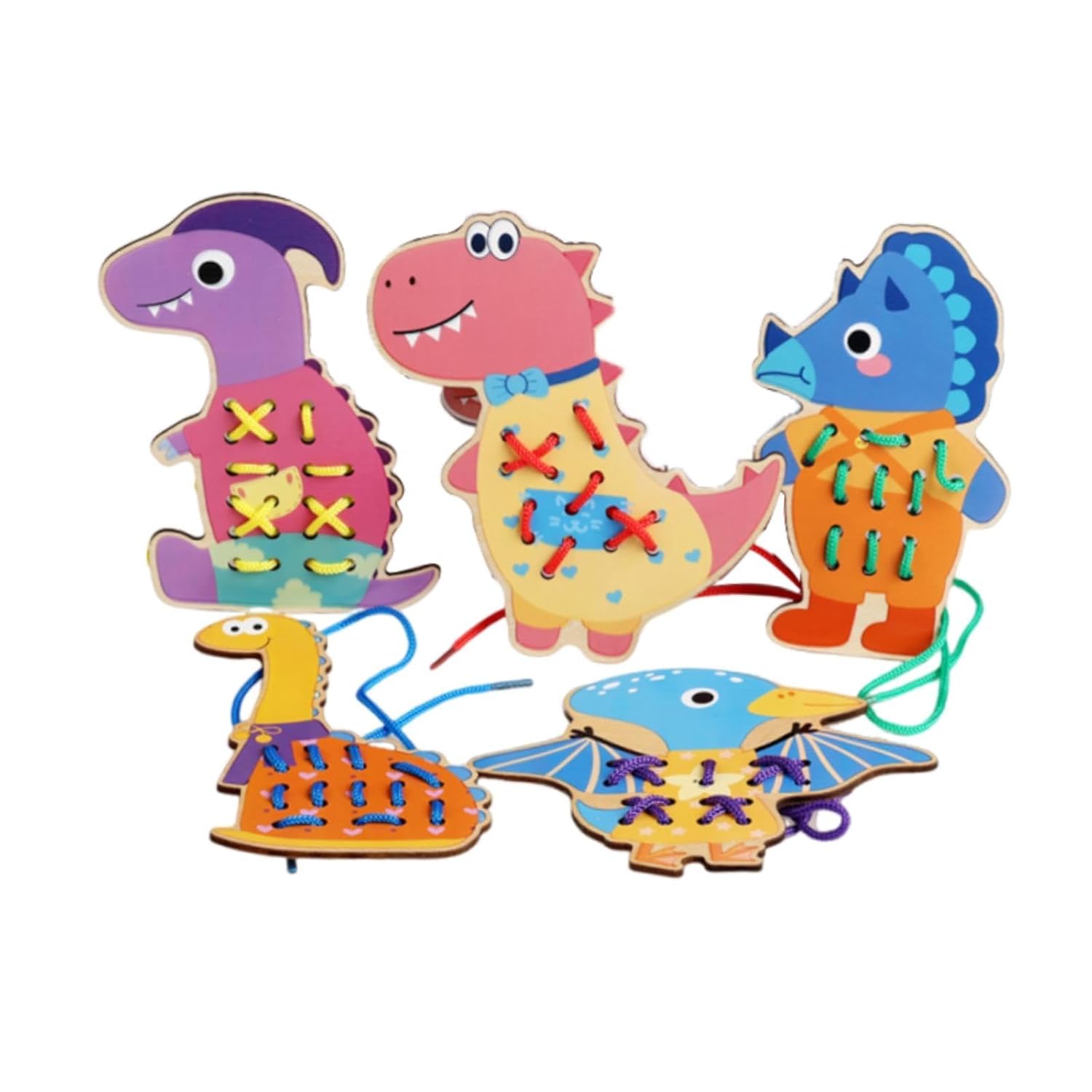 Lacing Cards for Preschoolers and Kids Motor Skills Toys Wooden Sewing Cards Style B