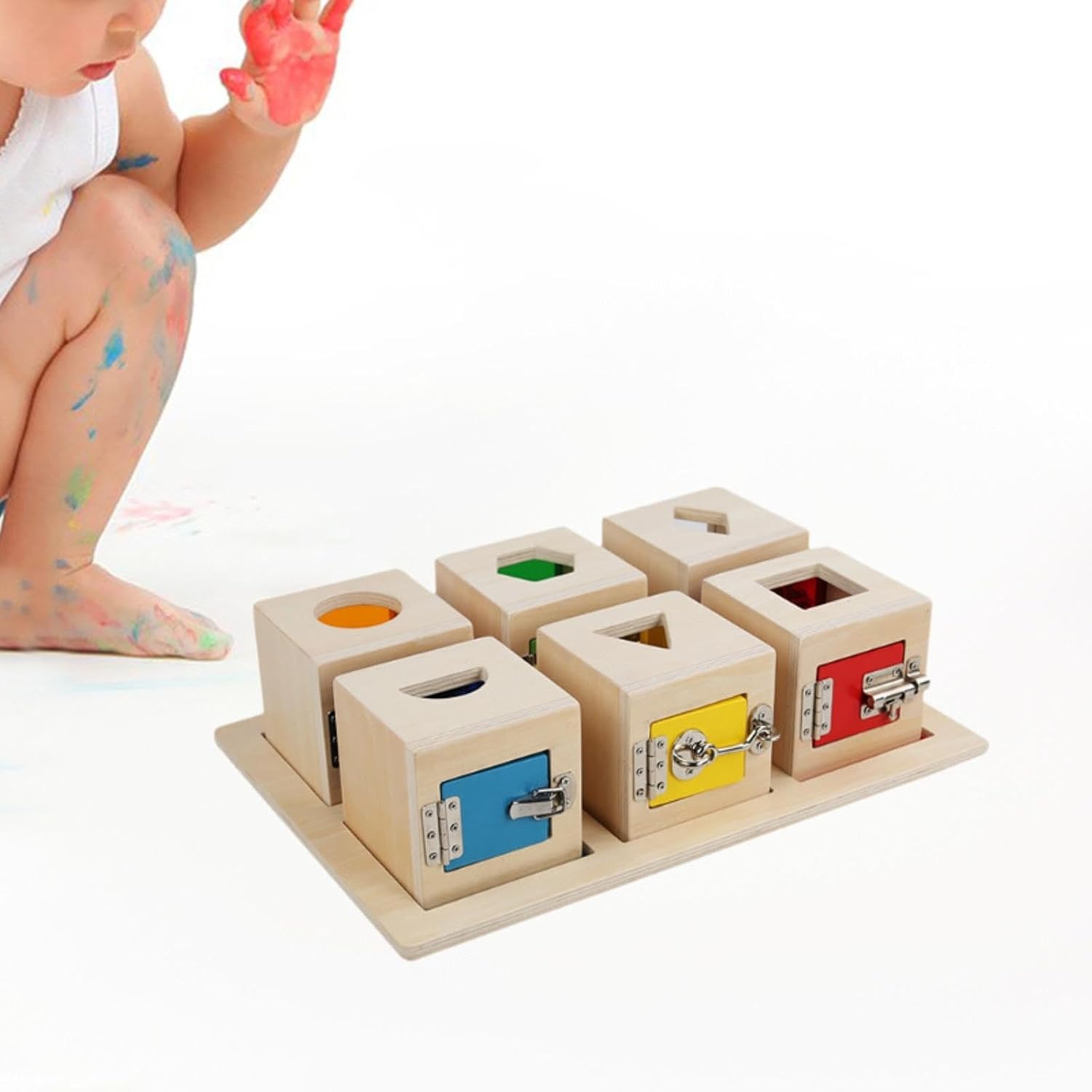 harayaa Boîte de verrouillage Montessori pour enfants, planche occupée, jouets éducatifs, jouet interactif doux parent-enfant, cadeaux d'anniversaire pour