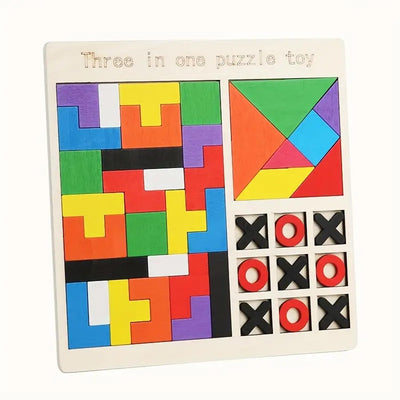 3in1 Wooden Brainstorming Tetris and Number Learning Board - 501