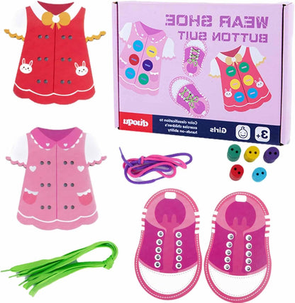 Elbise İplik Açma Oyuncakları - Temel Yaşam Becerileri Kurulu,Ahşap Giysi Diş Açma Oyuncak Ahşap Ince Motor Becerileri Ile Oyuncak Montessori Hediye Çocuklar için Erken Eğitici Hediyeler Yeni Pingpai
