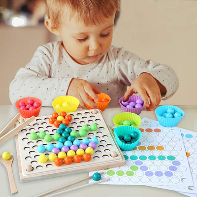 Jouets éducatifs Perles à clipser Pinces en bois Entraînement intensif Perles d'éducation précoce Jouet éducatif Cadeau Jouets éducatifs arc-en-ciel Arc-en-ciel à retirer 2-en-1 Entraînement de l'attention et de la concentration Enfants